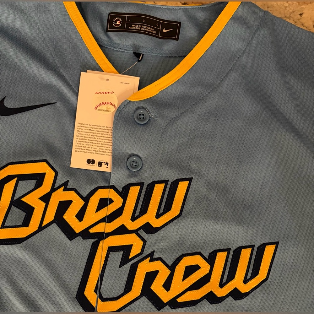 Nike Authentic Milwaukee Brewers City Connect Yelich #22 Jersey Men’s Size: L - Picture 4 of 7